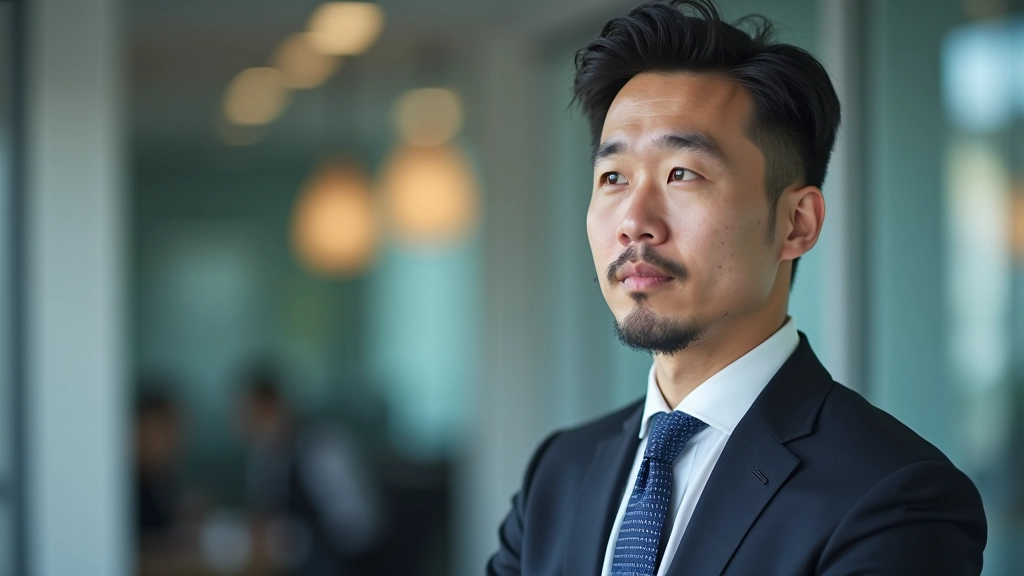 Man in business meeting nodding with engaged expression, taking notes while listening